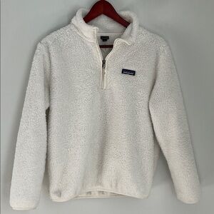 Patagonia Women's Cream Off White Fleece Teddy Jacket Coat 3/4 Zip Size M